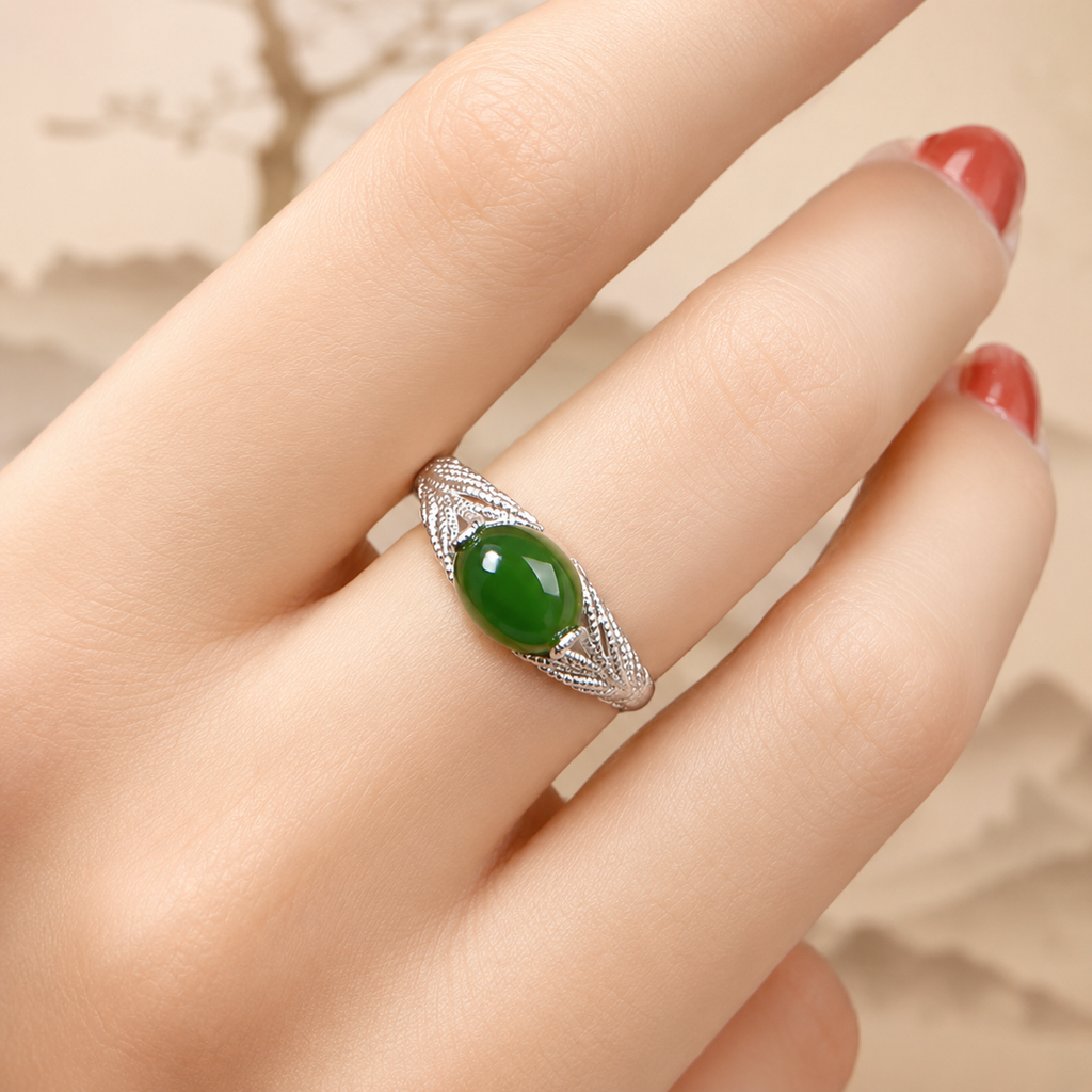 Green Gemstone Renewal & Opportunity Ring in S925 Sterling Silver