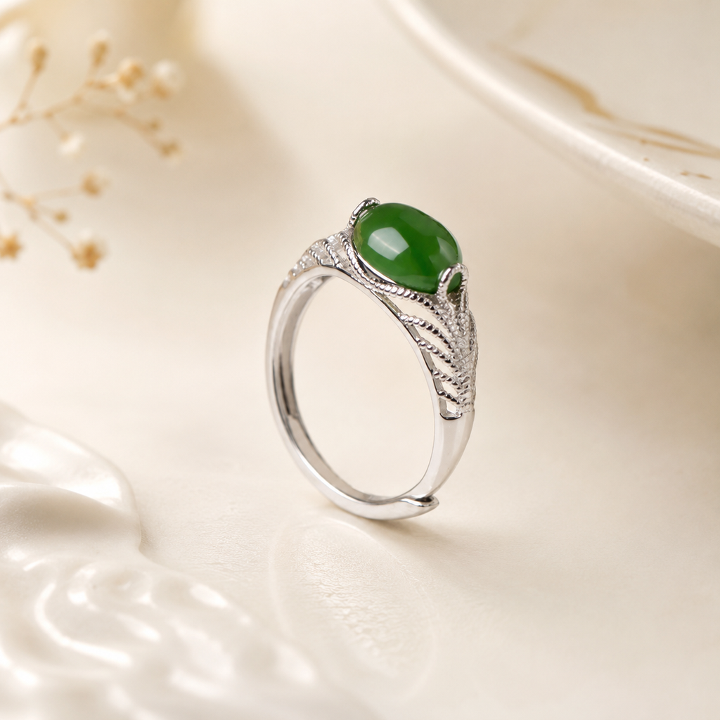 Green Gemstone Renewal & Opportunity Ring in S925 Sterling Silver