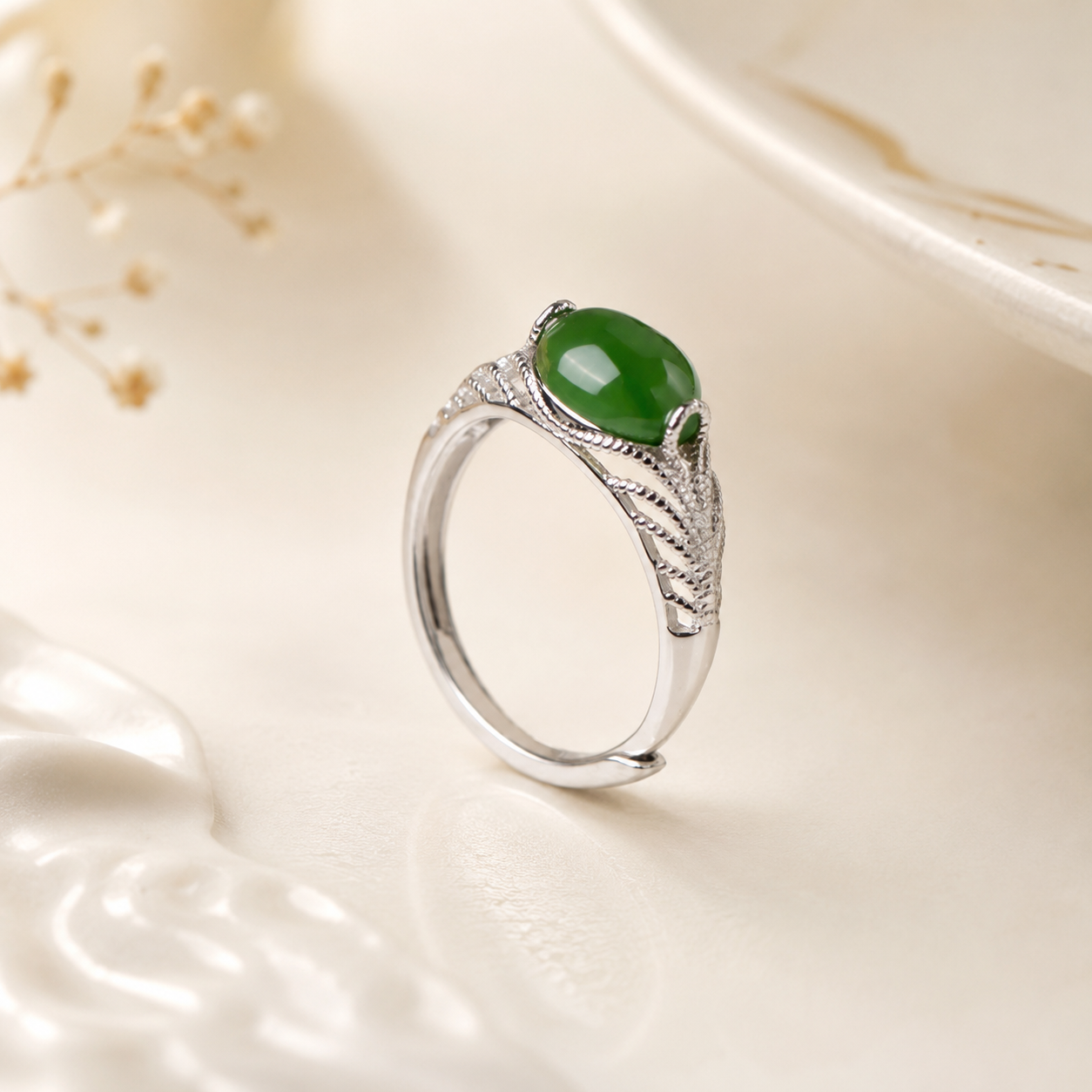 Green Gemstone Renewal & Opportunity Ring in S925 Sterling Silver