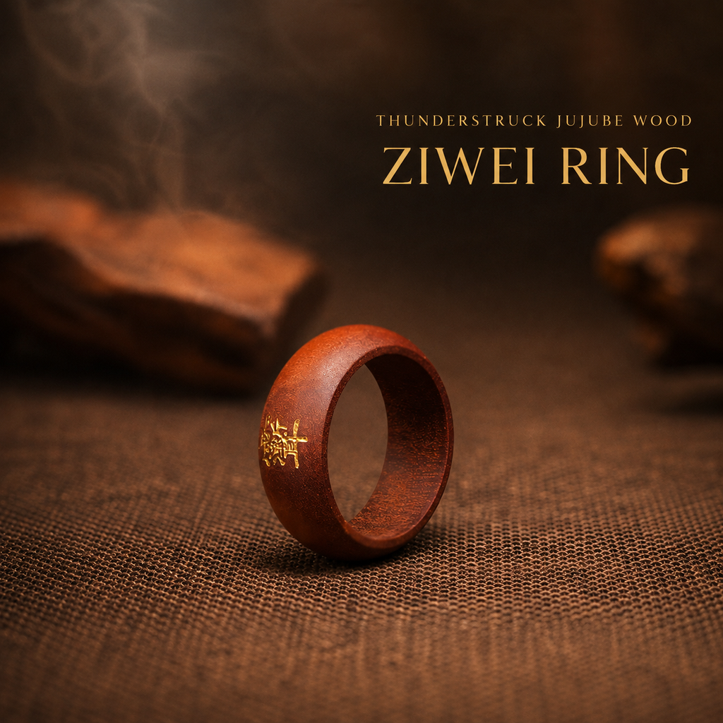 Blessed Taoist Lightning-Struck Jujube Wood Sacred Sigil Ring