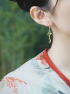 Fish Pattern Jade Luck Dangle Drop Earrings
