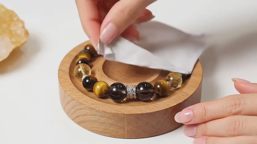 Natural Yellow Topaz & Tiger Eye Crystal Bead Bracelet