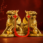 Copper-Alloy Qilin Pair Display Ornament – Prosperity, Protection & Harmony