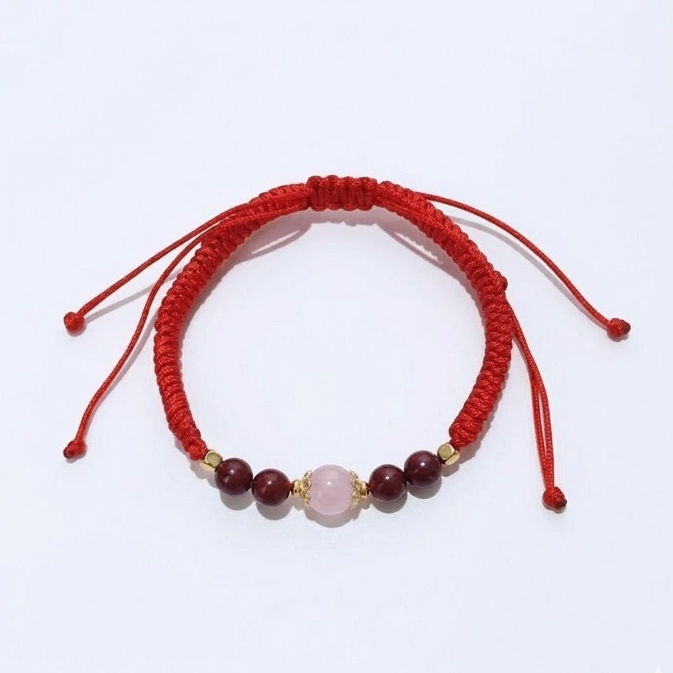 Floral Hexiang Bead Lucky Cord Bracelet