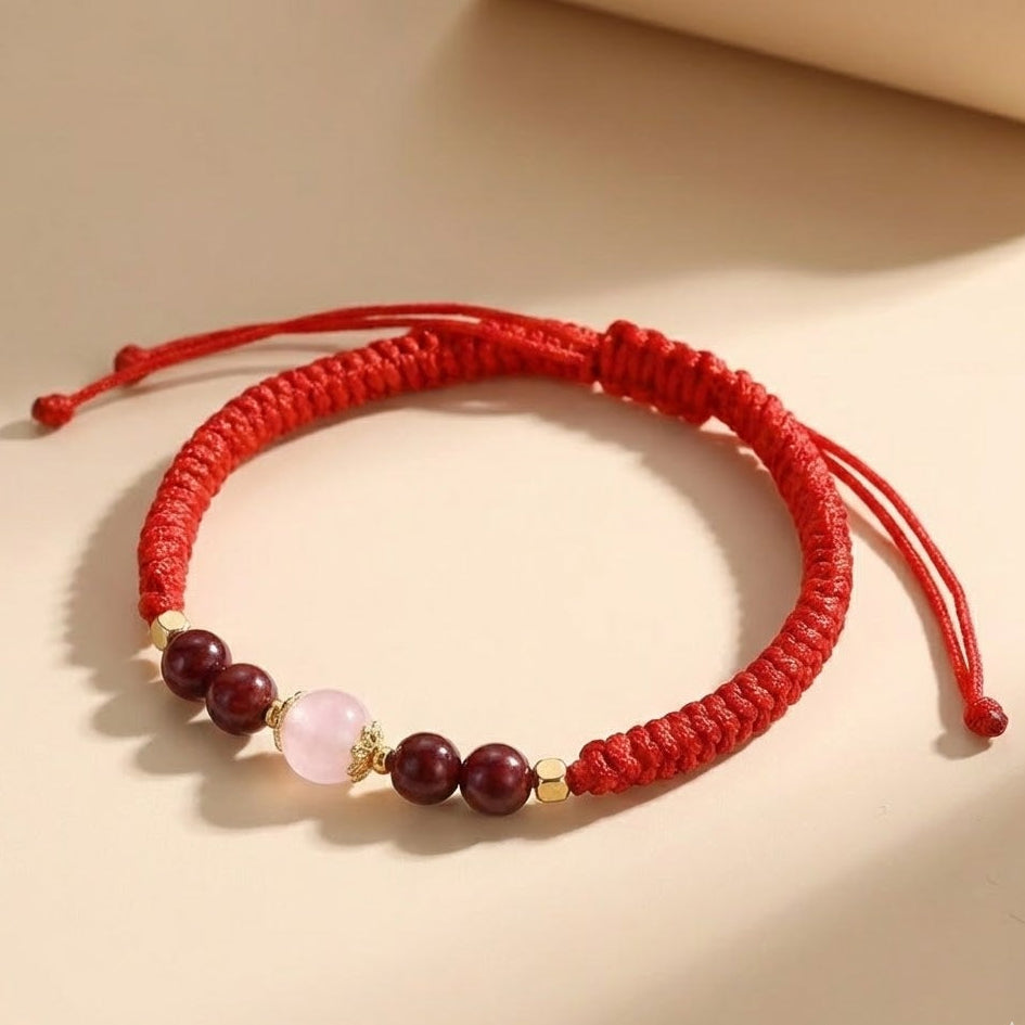Floral Hexiang Bead Lucky Cord Bracelet