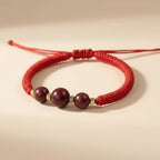 Floral Hexiang Bead Lucky Cord Braided Bracelet