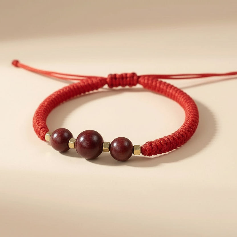 Floral Hexiang Bead Lucky Cord Braided Bracelet
