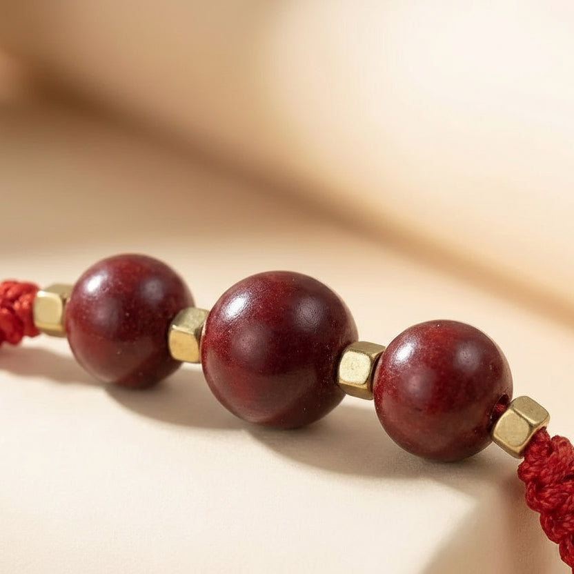 Floral Hexiang Bead Lucky Cord Braided Bracelet