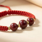 Floral Hexiang Bead Lucky Cord Braided Bracelet