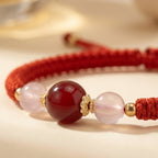 Floral Hexiang Bead Lucky Cord Bracelet