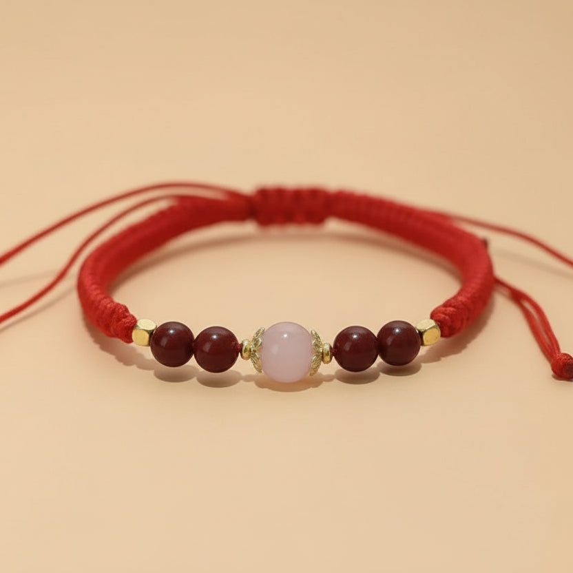 Floral Hexiang Bead Lucky Cord Bracelet