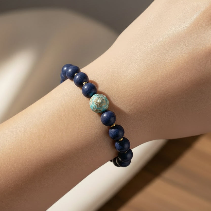 Purple Aura Hexiang Bead Bracelet