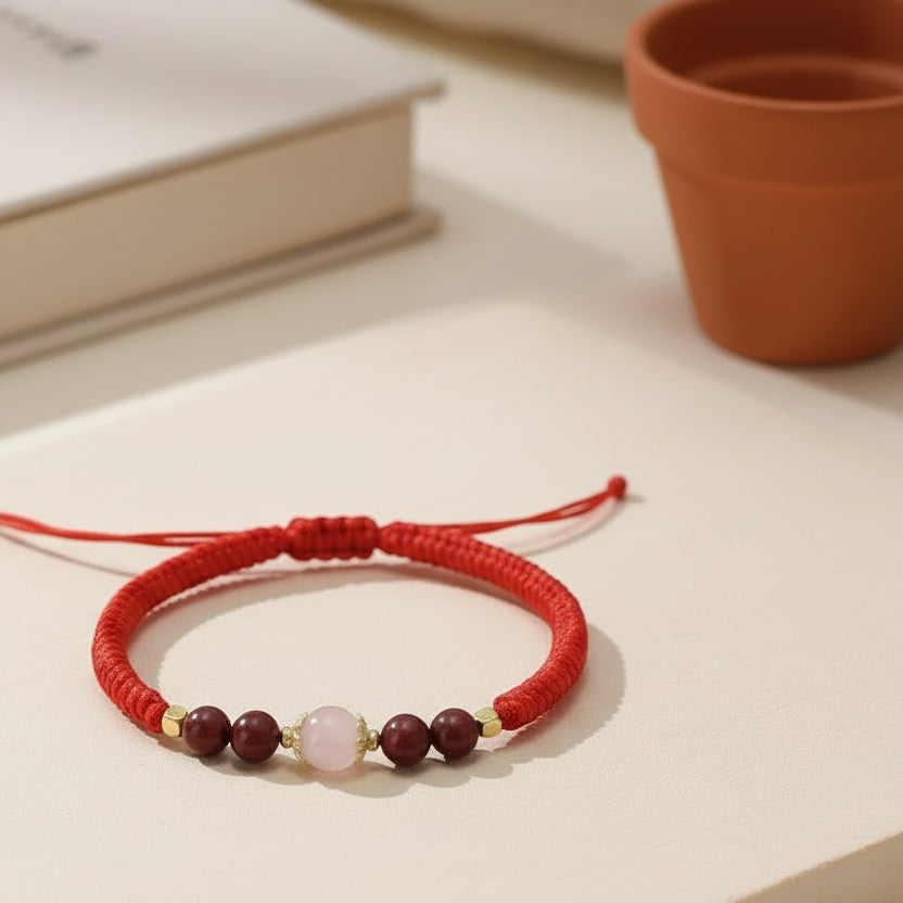 Floral Hexiang Bead Lucky Cord Bracelet