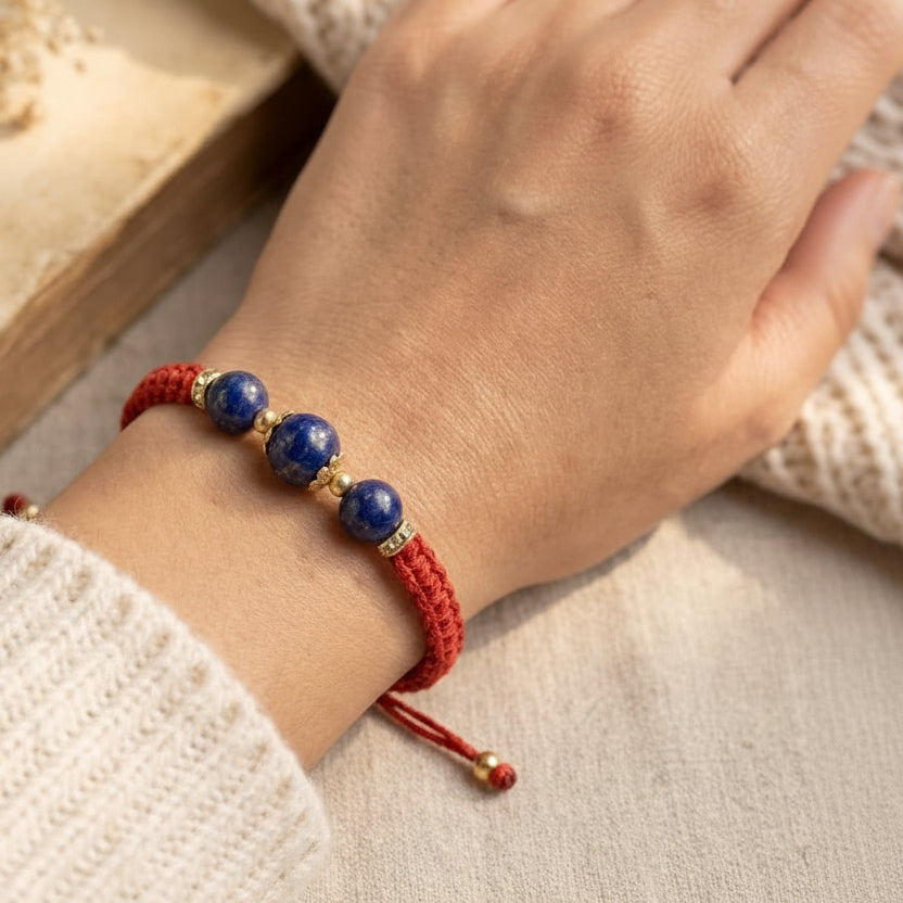 Purple Aura Hexiang Bead Braided Bracelet
