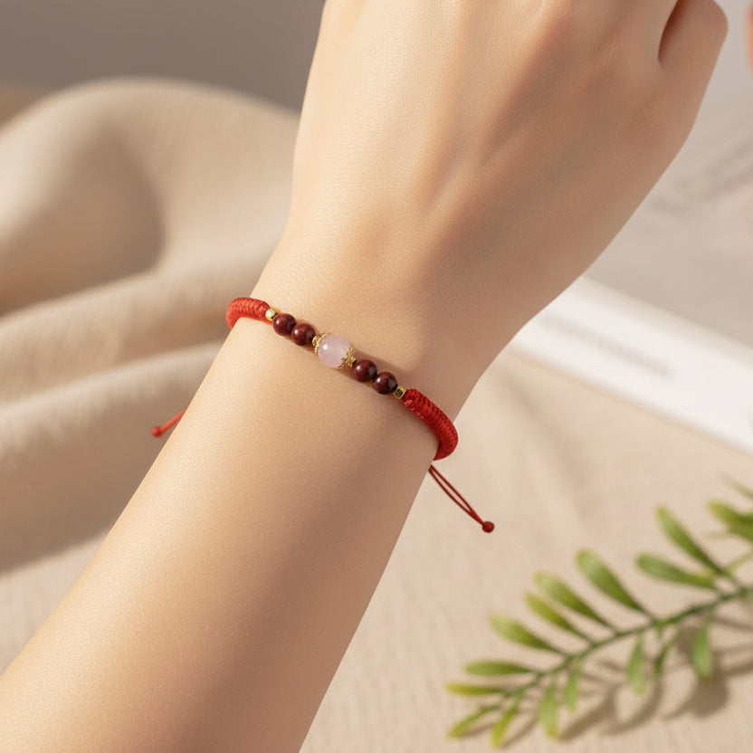 Floral Hexiang Bead Lucky Cord Bracelet