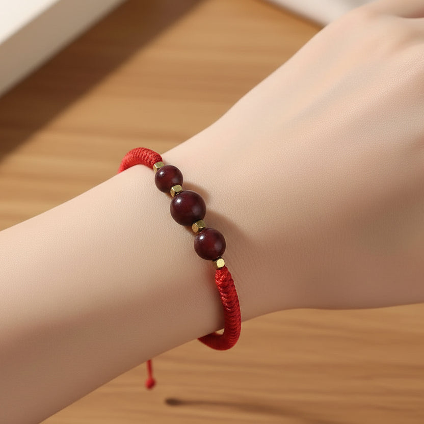 Floral Hexiang Bead Lucky Cord Braided Bracelet