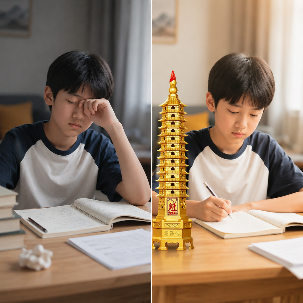 Brass Wenchang Pagoda Desk Ornament – Wisdom, Focus & Academic Success