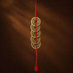 Brass Five Emperors Coins Feng Shui Hanging Charm – Protection, Prosperity & Stability
